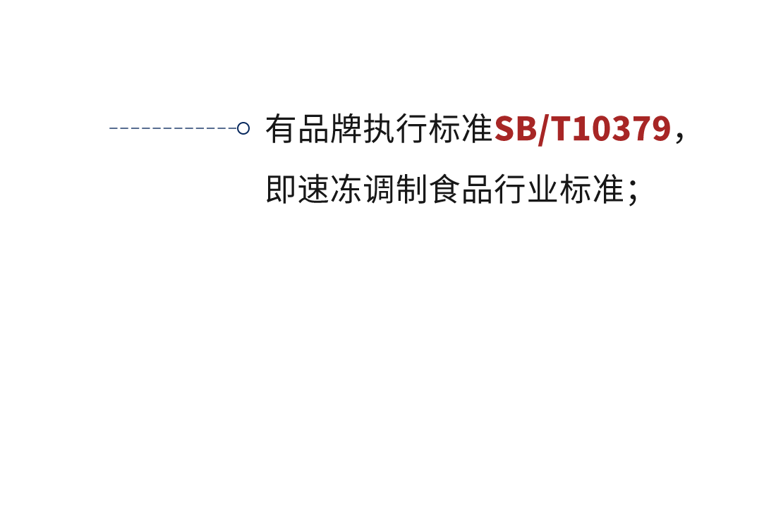 有品牌執行標準SB/T10379，即速凍調制食品行業標準；
