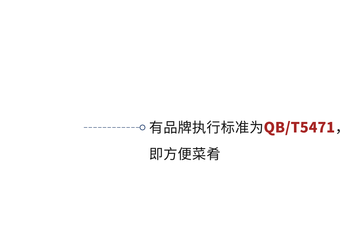 有品牌執行標準為QB/T5471，即方便菜肴